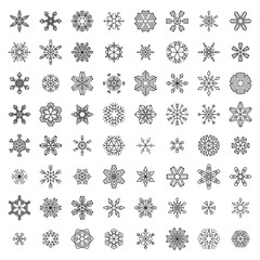 Vector Set of Outlined Snowflakes.