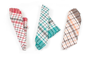 Colorful kitchen towels isolated on white