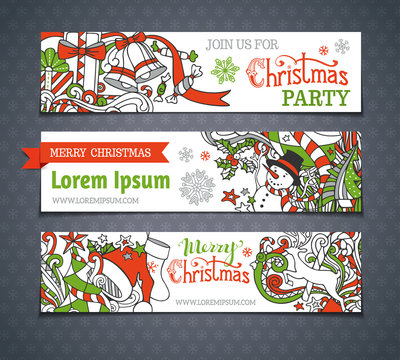 Vector set of cartoon Christmas banners.
