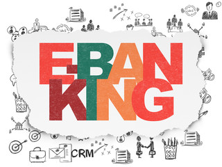 Business concept: E-Banking on Torn Paper background