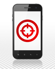 Finance concept: Smartphone with Target on display