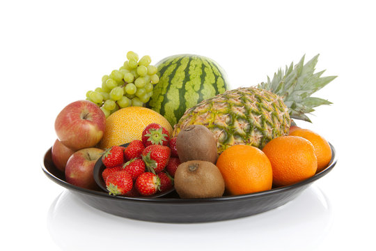 Big plate with lots of healthy fruits