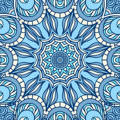 Blue Mandala Seamless Pattern