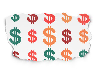 Money concept: Dollar icons on Torn Paper background