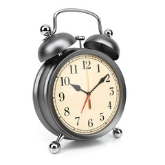Retro alarm clock isolated on white background 3d