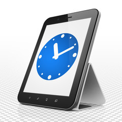 Timeline concept: Tablet Computer with Clock on display