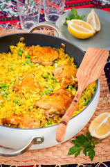 Chicken Thigh and Rice Biryani with Green Peas