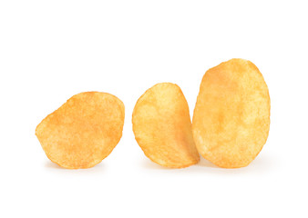 potato chips on white background