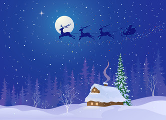 Santa sleigh in night sky
