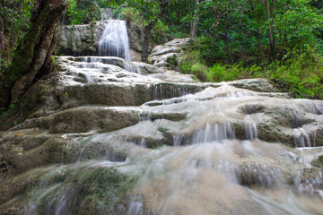 Waterfall in the forest at Erawan National Park Kanchanaburi of Thailand