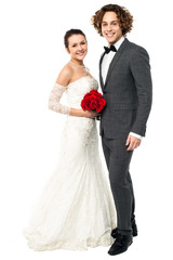 Adorable married couple posing together