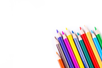 line of colored pencils