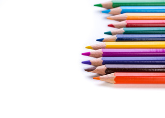 line of colored pencils