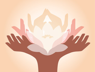 Obraz premium hands with lotus