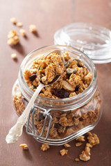 homemade healthy granola in glass jar