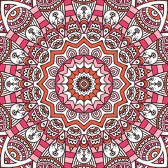 Red Mandala Seamless Pattern