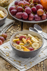 Homemade granola with fruit and chocolate