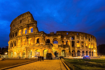 Naklejka na ściany i meble Colosseum, Rome, Italy. Twilight view of Colosseo in Rome