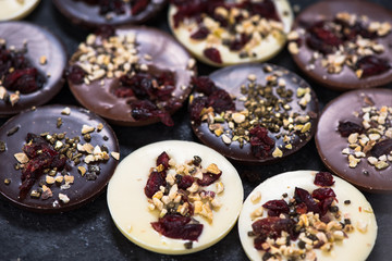 Artisan chocolate with cranberry and nuts