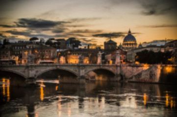 Fototapeta na wymiar Artistic dark blur edit of the view of Vatican City, Rome at sunset