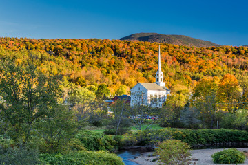 Vermont Fall Foliage and the Stowe Community Church