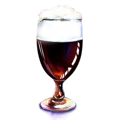 glass of dark beer isolated on white background