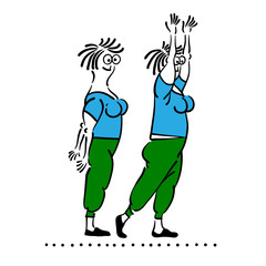 Fototapeta premium Exercising old woman. Pilates poses set