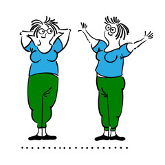 Exercising old woman. Pilates poses set