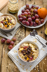 Homemade granola with fruit and chocolate