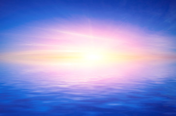 Naklejka na ściany i meble sky at sunset reflected in water