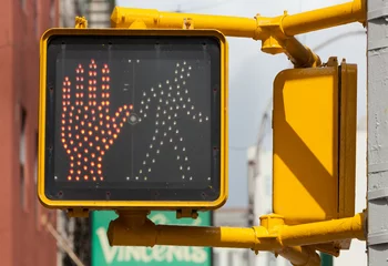 Papier Peint photo New York New York traffic light. pedestrian stop sign.