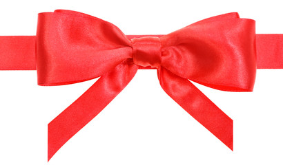 real satin bow with vertically cut ends on ribbon