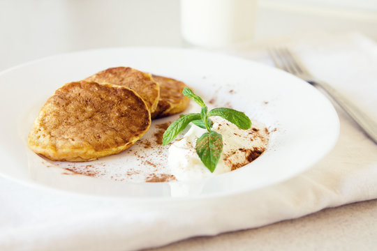 Pancakes with mint for breakfast
