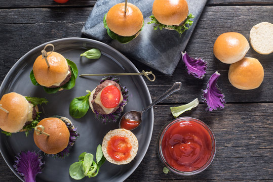 mini beef burgers from above