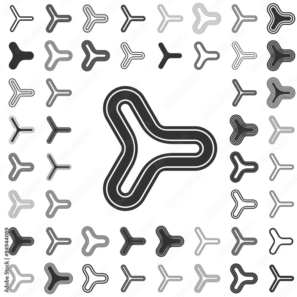 Poster line triangle icon design set