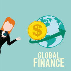 Global Finance Illustration over color background