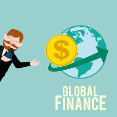 Global Finance Illustration over color background