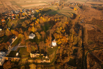  Aerial view of autumn agricultural field 

