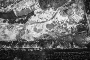  autumn, Aerial view of sand and rock mine