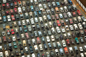 Aerial view of wrecked cars in Charlotte, North Carolina