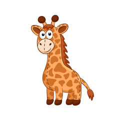 Cute cartoon animal. Stuffed giraffe. Vector plush toy isolated on white background.