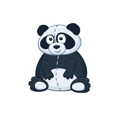 Cute cartoon animal. Plush panda. Stuffed bear isolated on white background.