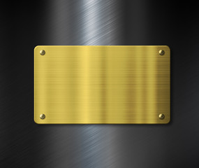 gold plate or nameboard over black metal