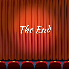 Movie ending screen vector concept background in cartoon style