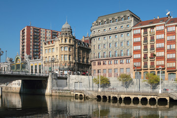 Nervion River Embankment. Bilbao, Spain