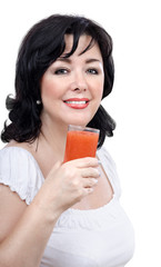 Woman holding detox drink for skin
