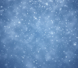Winter Christmas background, falling snowflakes