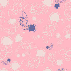 Jellyfish seamless pattern.Seamless pattern can be used for wallpaper, pattern fills, web page background,surface textures. Vector illustration