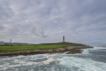 Naklejka na ściany i meble Vista de la Torre de Hercules (La Coruña, España).