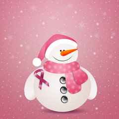 Pink snowman with pink ribbon
